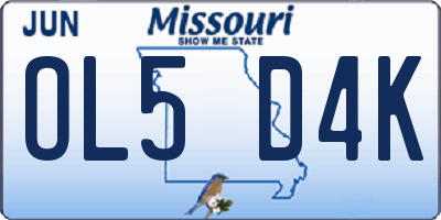 MO license plate OL5D4K