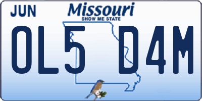 MO license plate OL5D4M