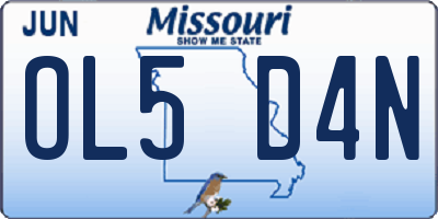 MO license plate OL5D4N