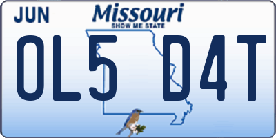MO license plate OL5D4T