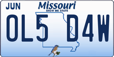 MO license plate OL5D4W