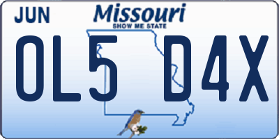 MO license plate OL5D4X