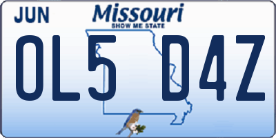 MO license plate OL5D4Z