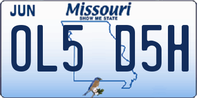 MO license plate OL5D5H