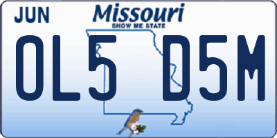 MO license plate OL5D5M