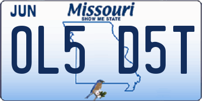 MO license plate OL5D5T