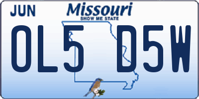 MO license plate OL5D5W