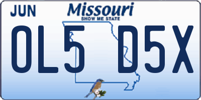 MO license plate OL5D5X