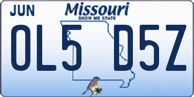 MO license plate OL5D5Z