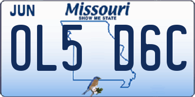 MO license plate OL5D6C