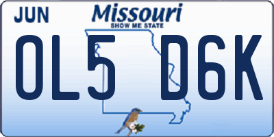 MO license plate OL5D6K