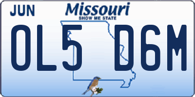 MO license plate OL5D6M