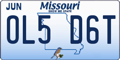 MO license plate OL5D6T