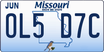 MO license plate OL5D7C
