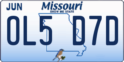 MO license plate OL5D7D
