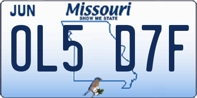 MO license plate OL5D7F