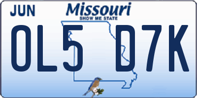 MO license plate OL5D7K
