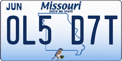 MO license plate OL5D7T