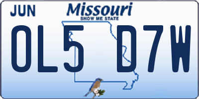 MO license plate OL5D7W