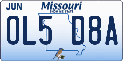 MO license plate OL5D8A