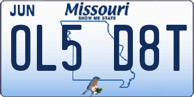MO license plate OL5D8T
