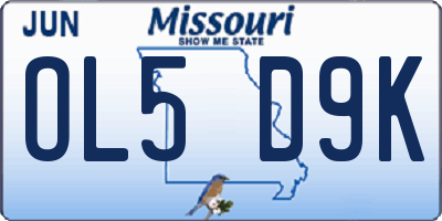 MO license plate OL5D9K