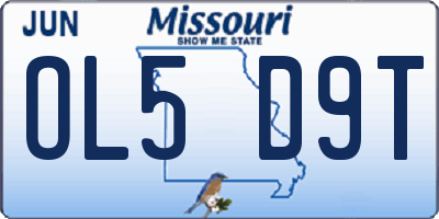 MO license plate OL5D9T