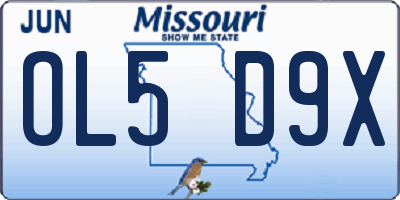 MO license plate OL5D9X