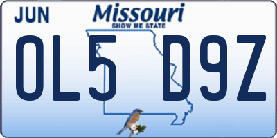 MO license plate OL5D9Z