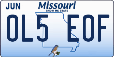 MO license plate OL5E0F
