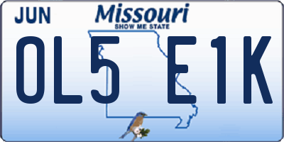 MO license plate OL5E1K