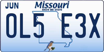 MO license plate OL5E3X