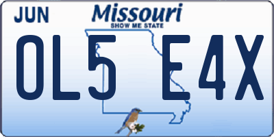 MO license plate OL5E4X