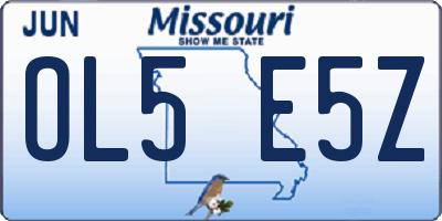 MO license plate OL5E5Z