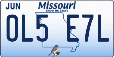 MO license plate OL5E7L