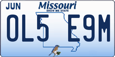 MO license plate OL5E9M