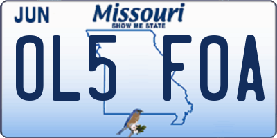 MO license plate OL5F0A