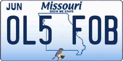 MO license plate OL5F0B