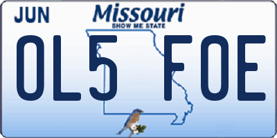 MO license plate OL5F0E