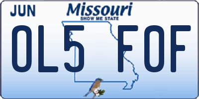 MO license plate OL5F0F