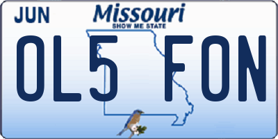 MO license plate OL5F0N