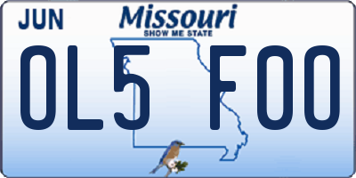 MO license plate OL5F0O