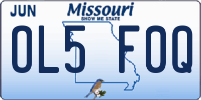 MO license plate OL5F0Q