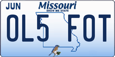 MO license plate OL5F0T