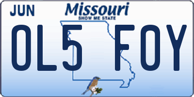 MO license plate OL5F0Y