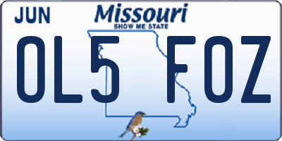 MO license plate OL5F0Z