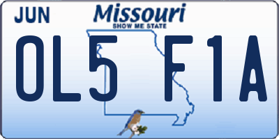 MO license plate OL5F1A