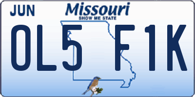 MO license plate OL5F1K