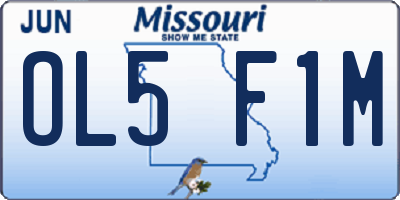 MO license plate OL5F1M