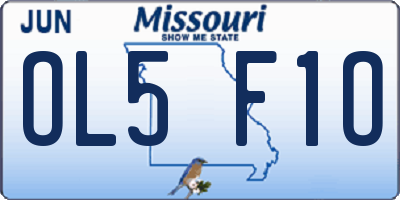 MO license plate OL5F1O